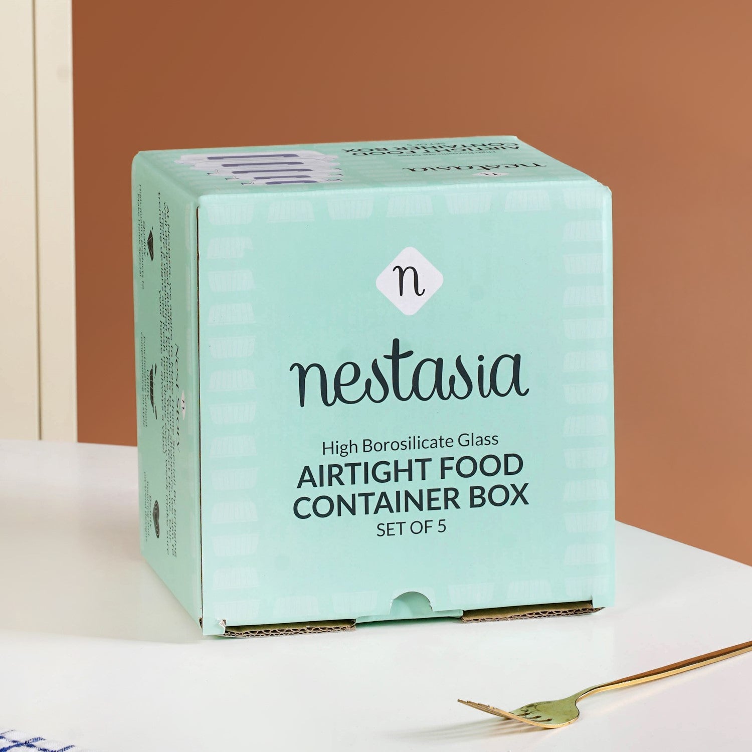 Nestro Airtight Food Storage Square Container Set Of 4 Beige