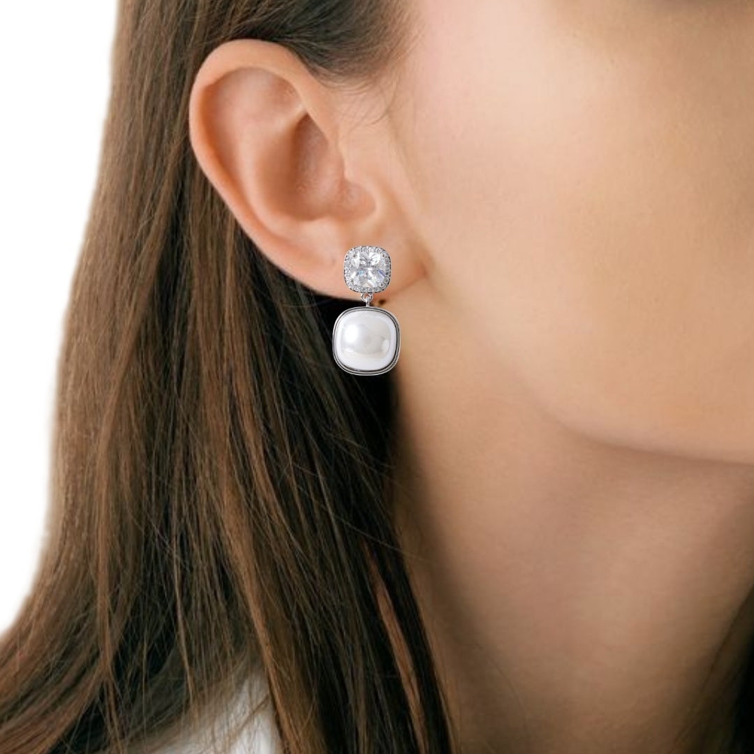 Ocean Treasure Pearl Drop Earrings Silver