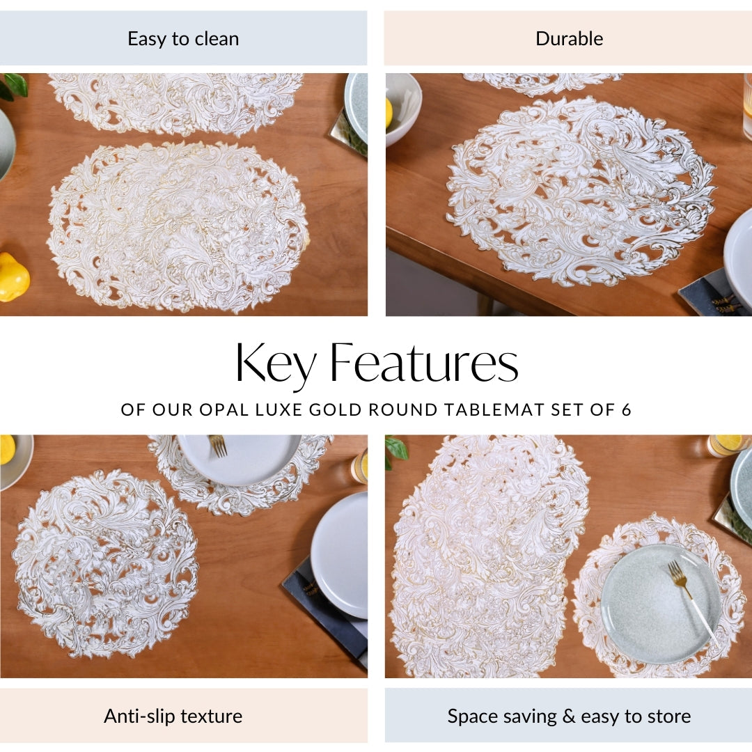 Luxe Gold Round Tablemat Set Of 6