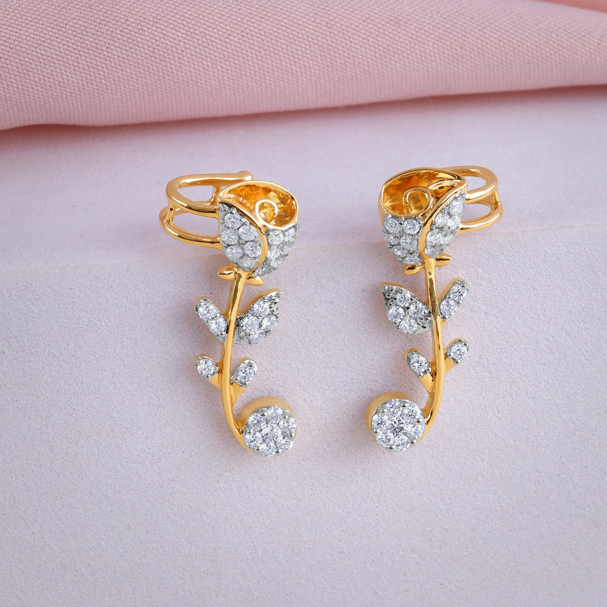 Gold Rosette Lab Grown Diamond Earrings