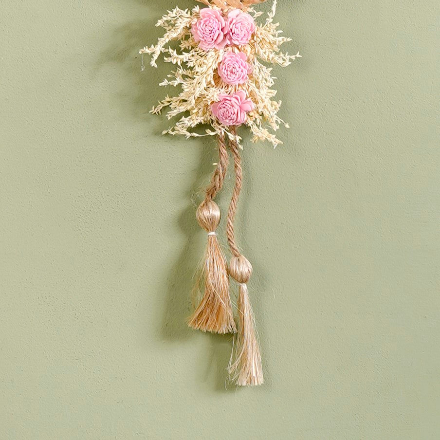Organic Dried Grass Wall Hanging Light Pink Set Of 2