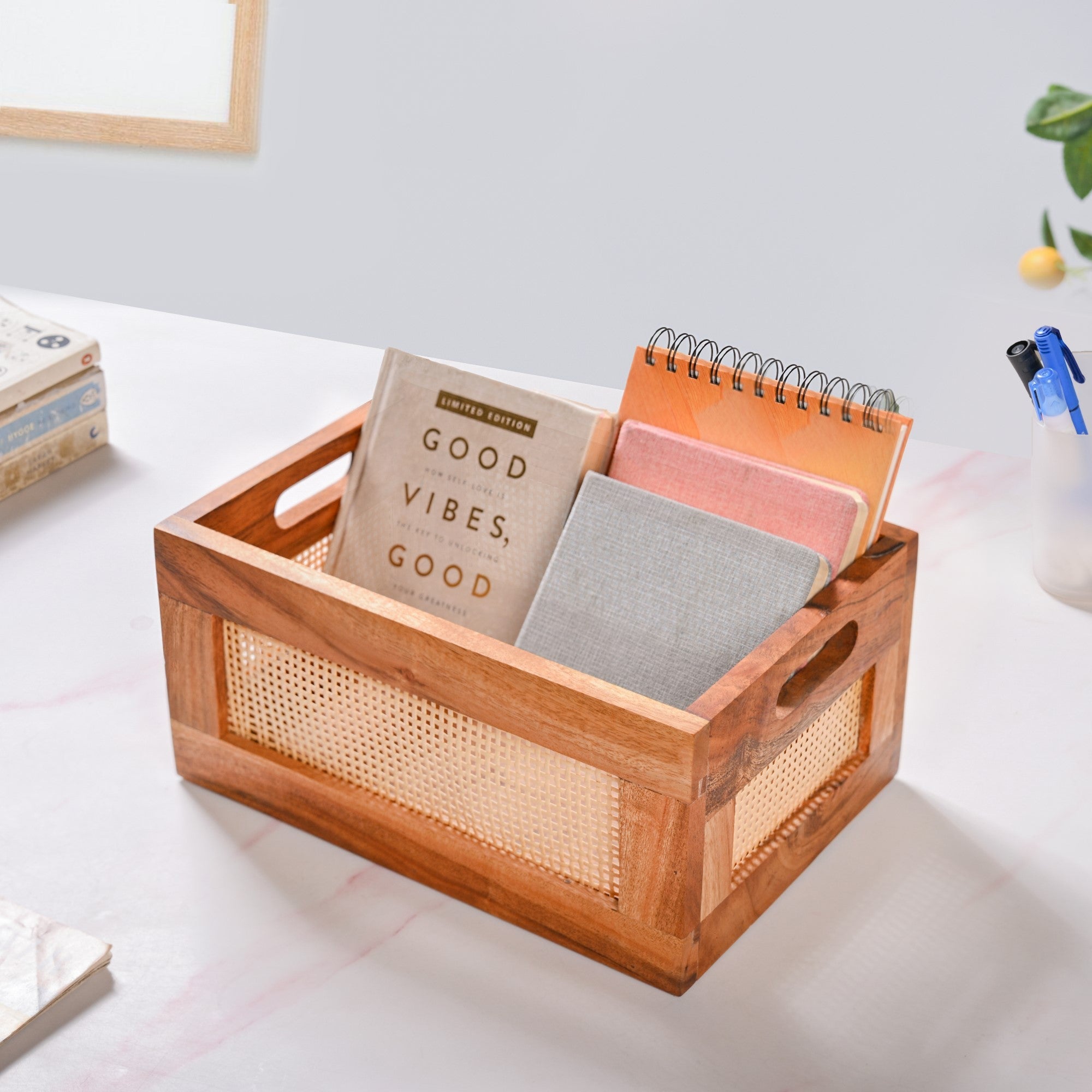 Organic Rattan Wooden Basket Crate