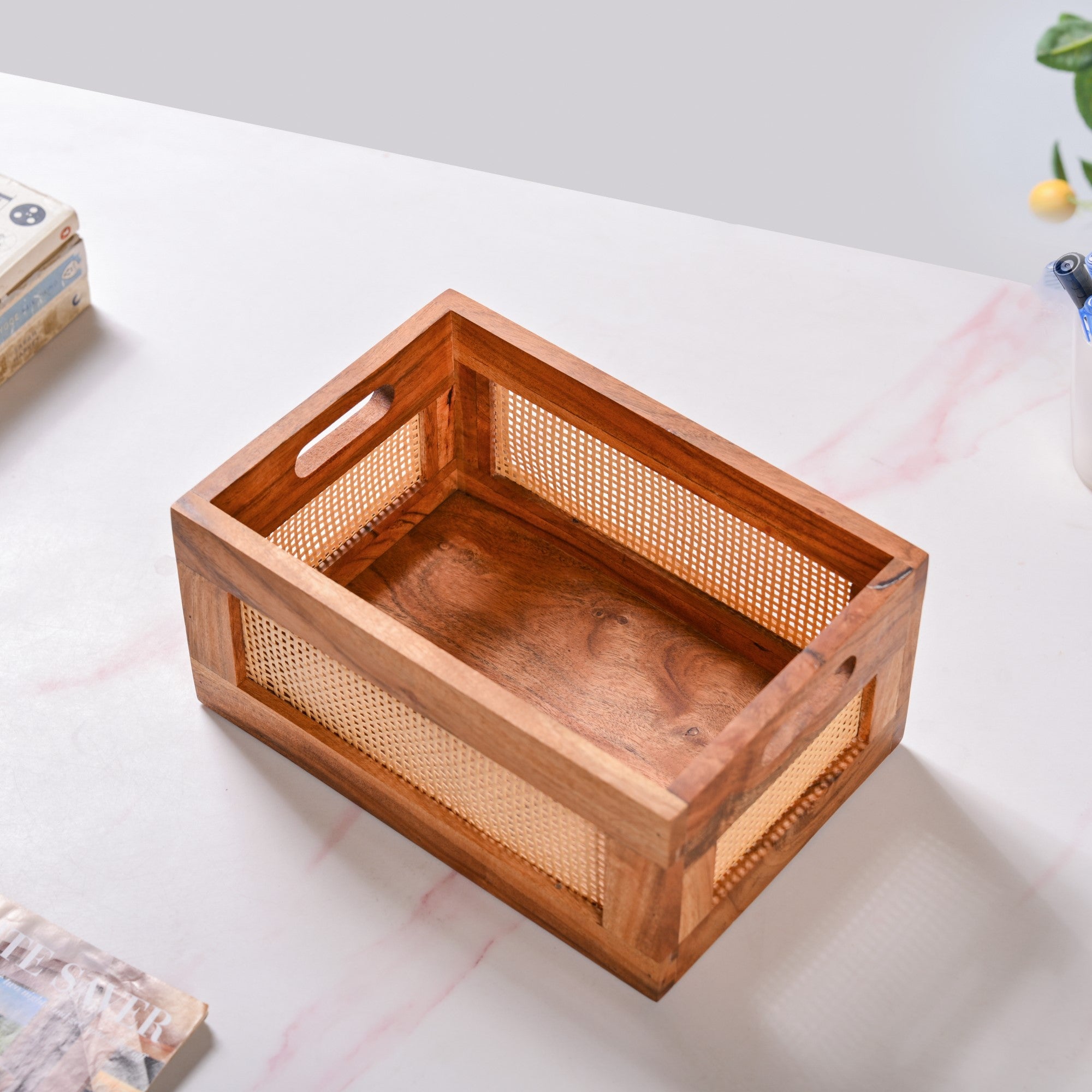 Organic Rattan Wooden Basket Crate