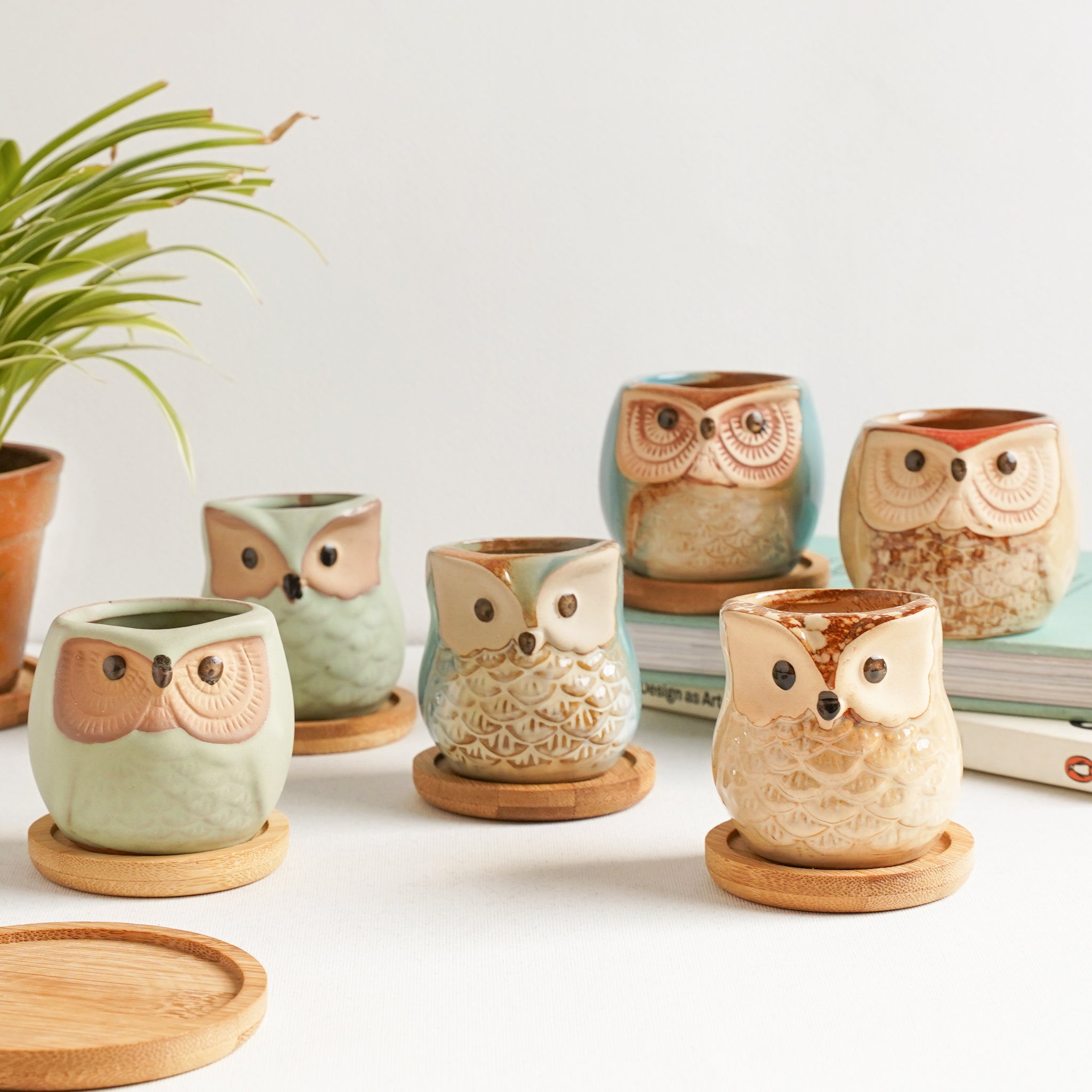Owl Planters Set of 6
