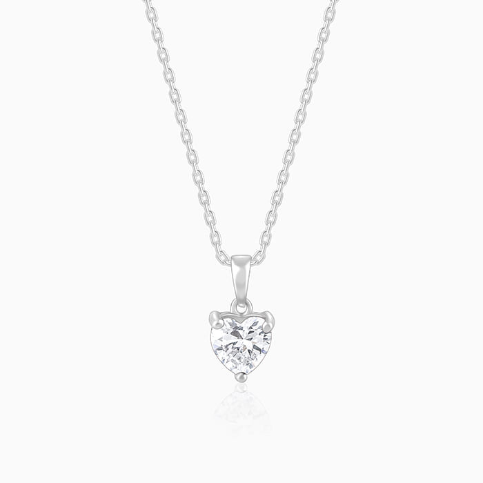 Anushka Sharma Silver Solitaire Heart Pendant with Link Chain