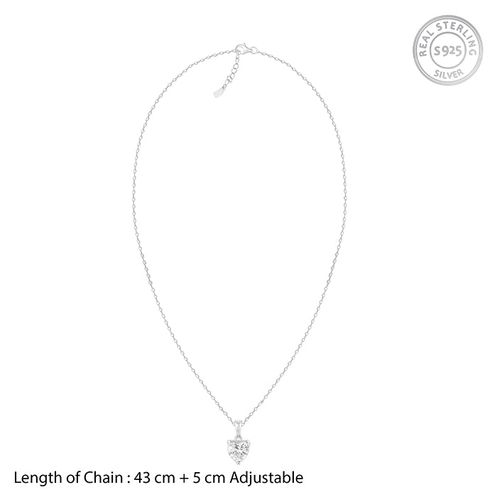 Anushka Sharma Silver Solitaire Heart Pendant with Link Chain