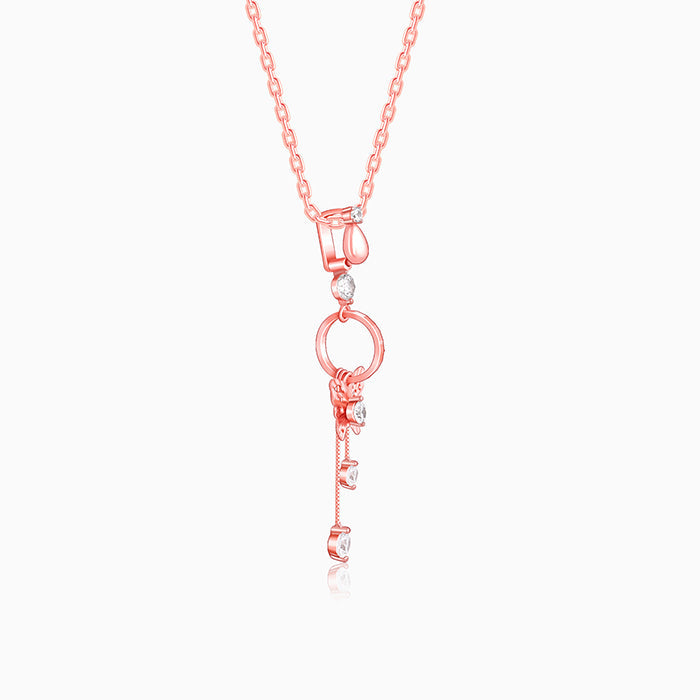 Rose Gold Charming Butterfly Pendant with Link Chain