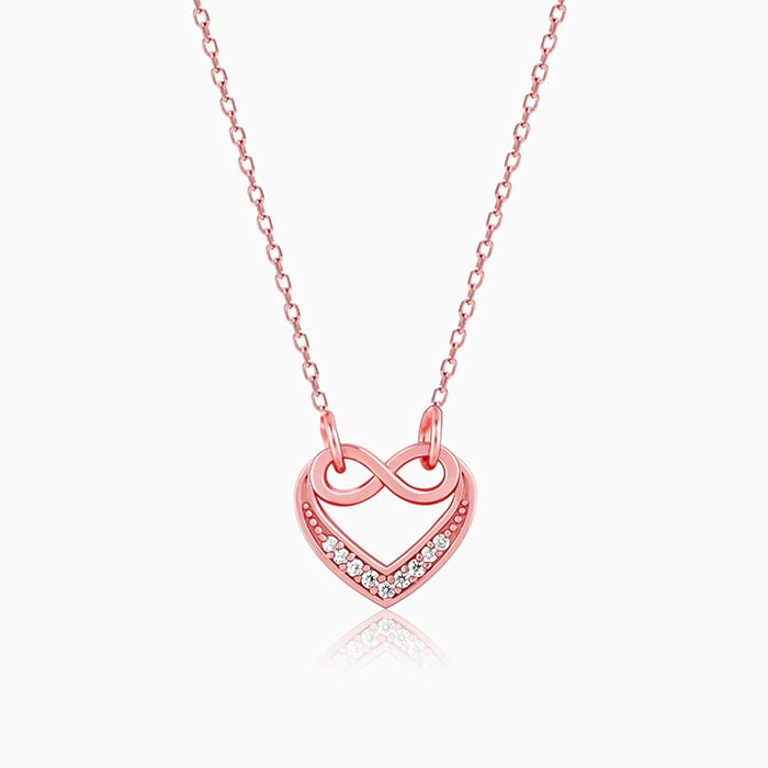 Rose Gold Infinite Love in Heart Necklace