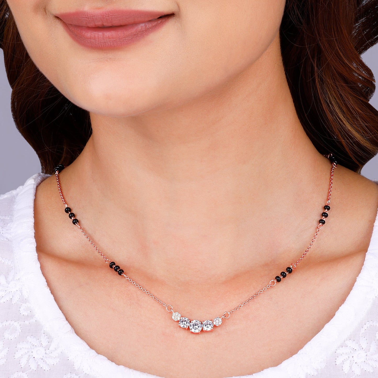 Rose Gold Zirconia Elegance Mangalsutra