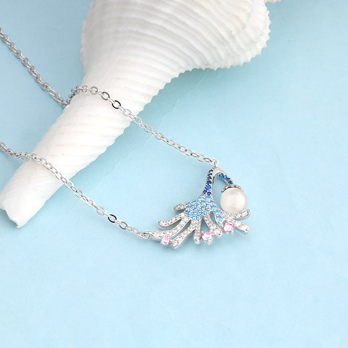 Silver Coral Crush Necklace