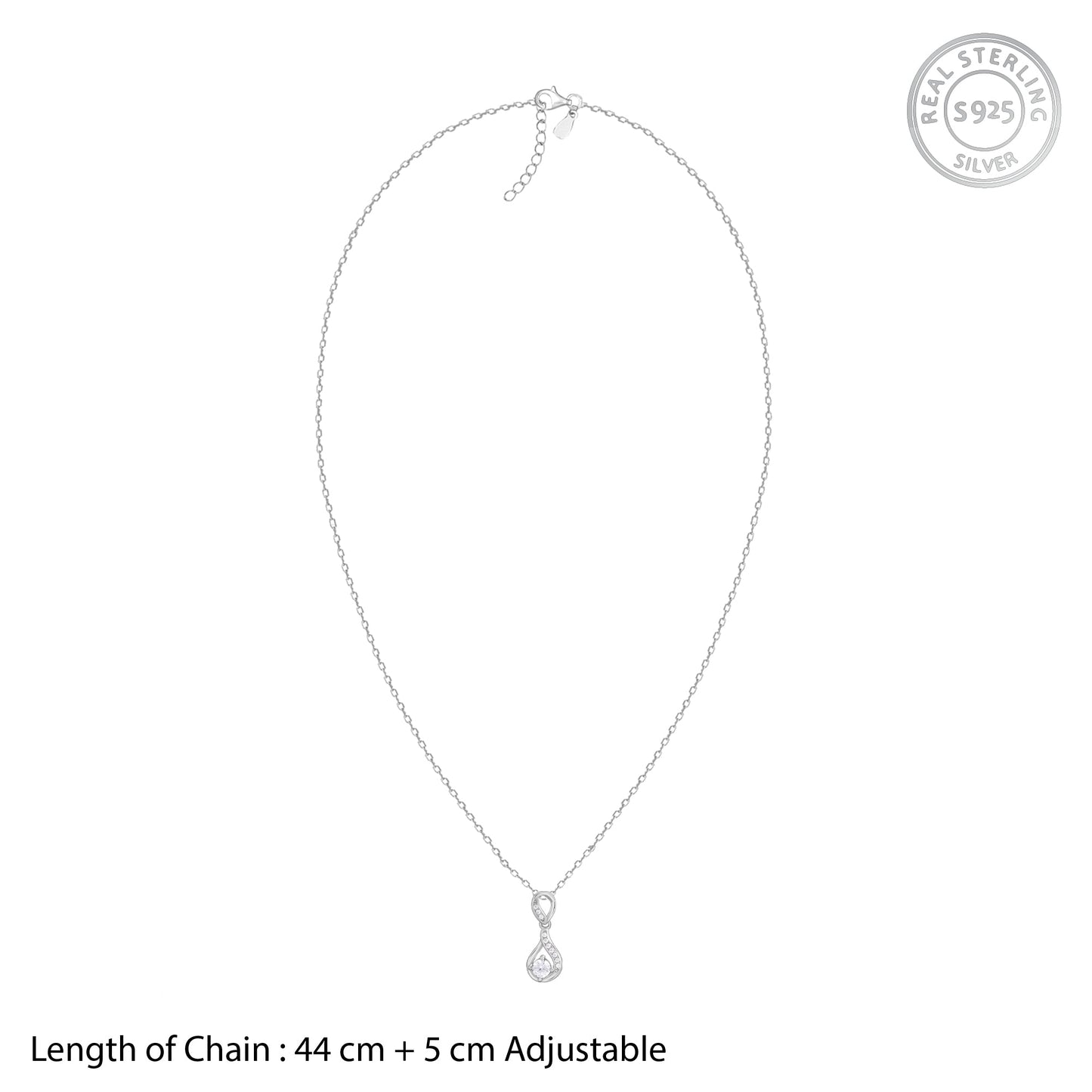 Silver Zircon Twist Necklace