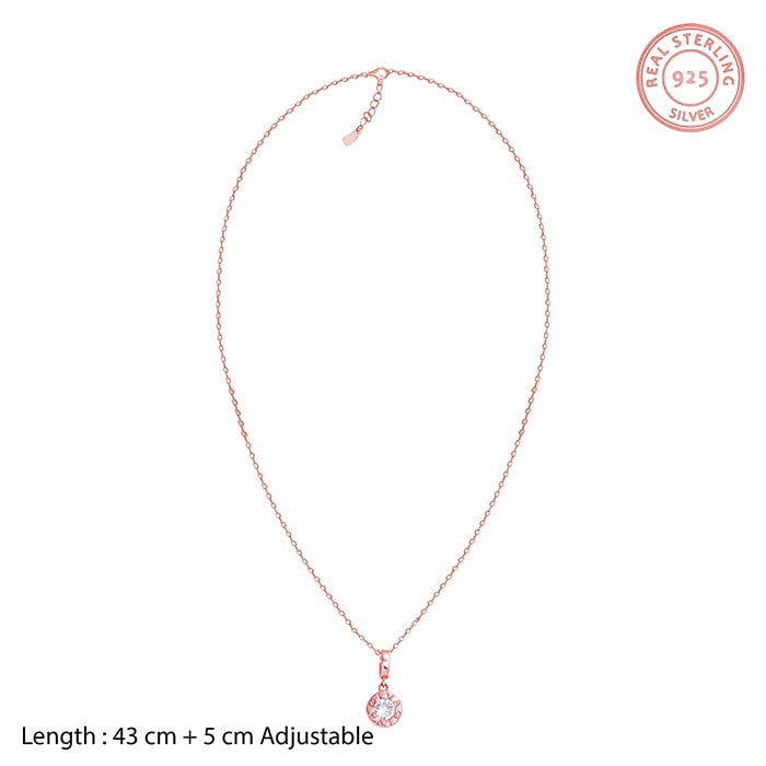 Rose Gold Minimal Zircon Pendant with Link Chain