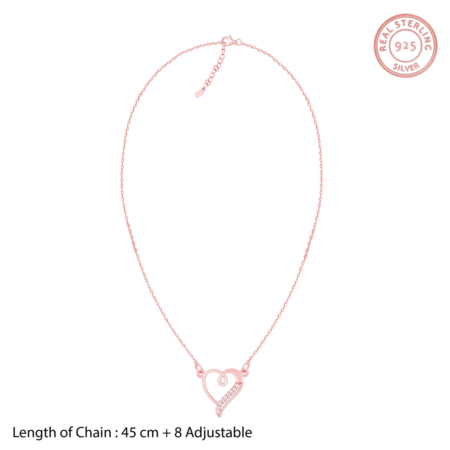 Rose Gold Curl Heart Necklace