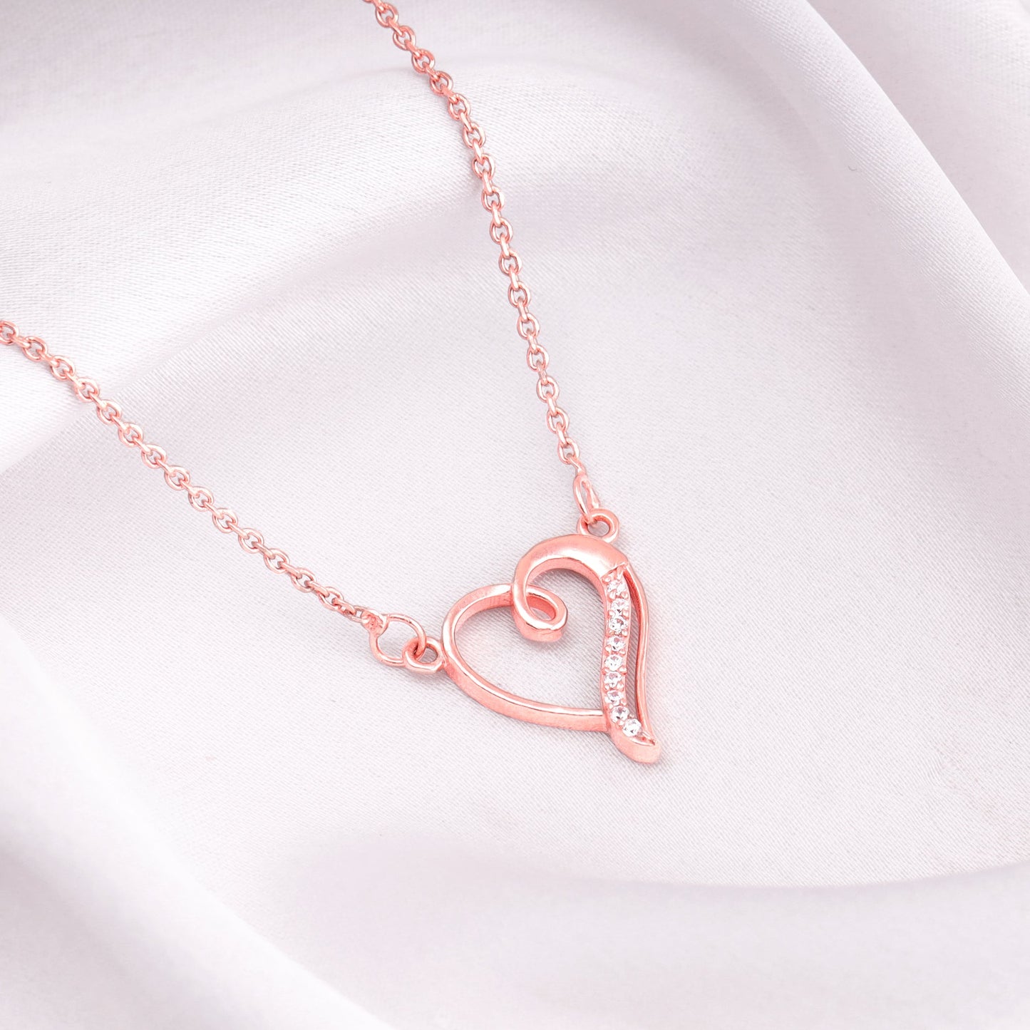 Rose Gold Curl Heart Necklace