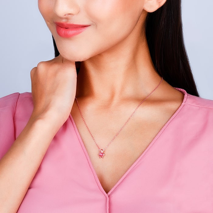 Rose Gold Cuddly Bear Necklace