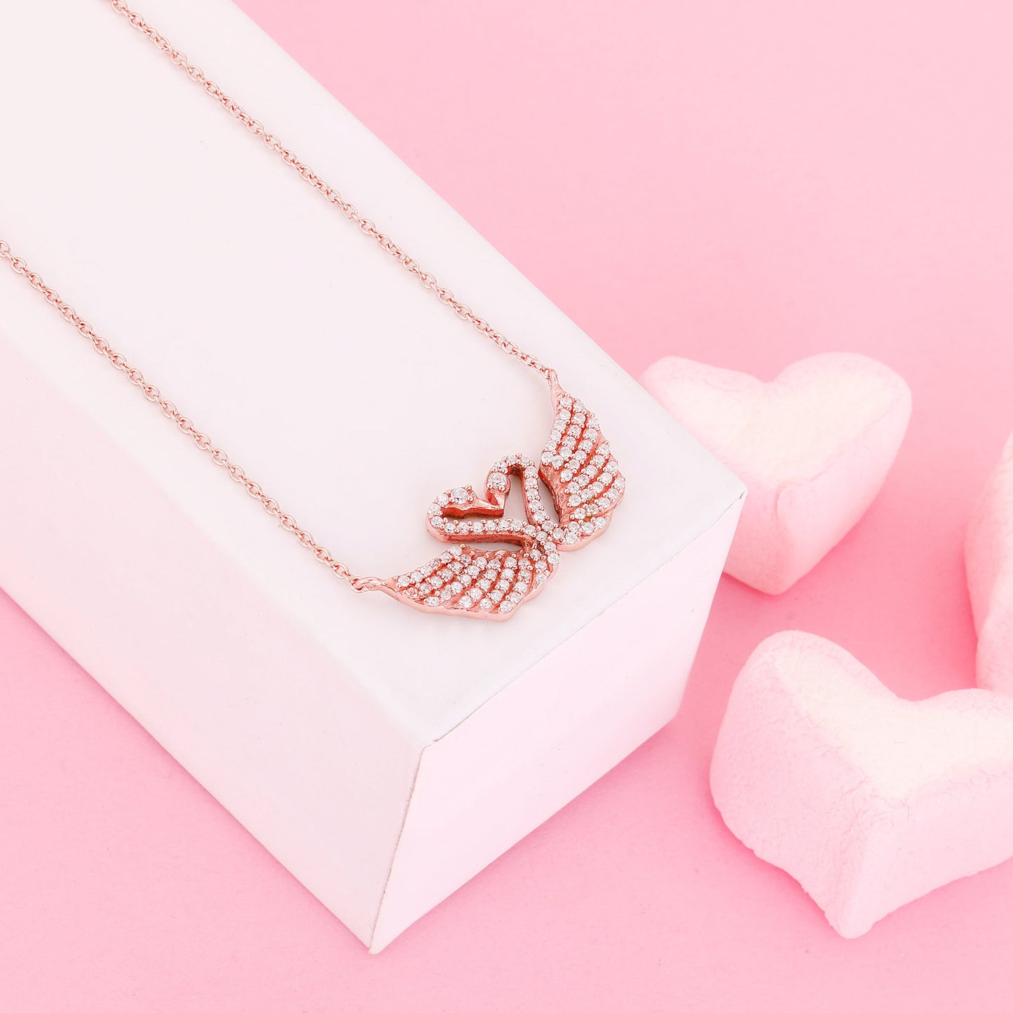 Rose Gold Swan Love Necklace