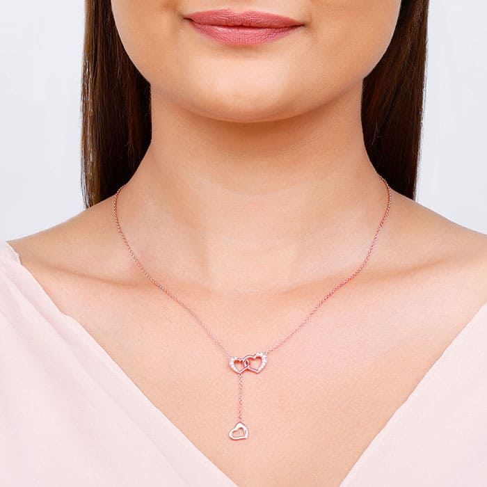 Rose Gold Hearts Dripping with Love Necklace