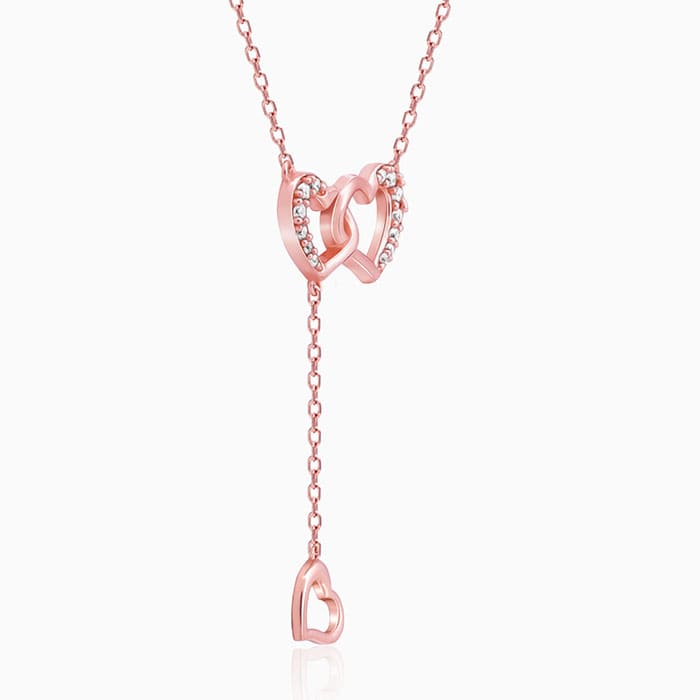 Rose Gold Hearts Dripping with Love Necklace