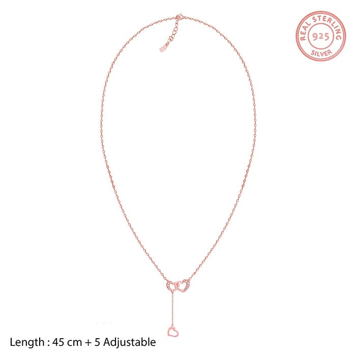Rose Gold Hearts Dripping with Love Necklace