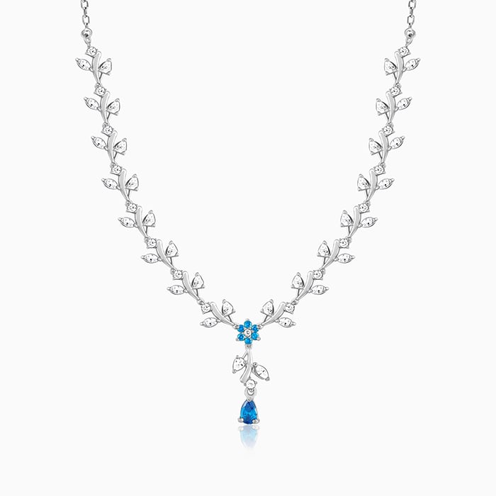 Silver Blue Daisy Necklace