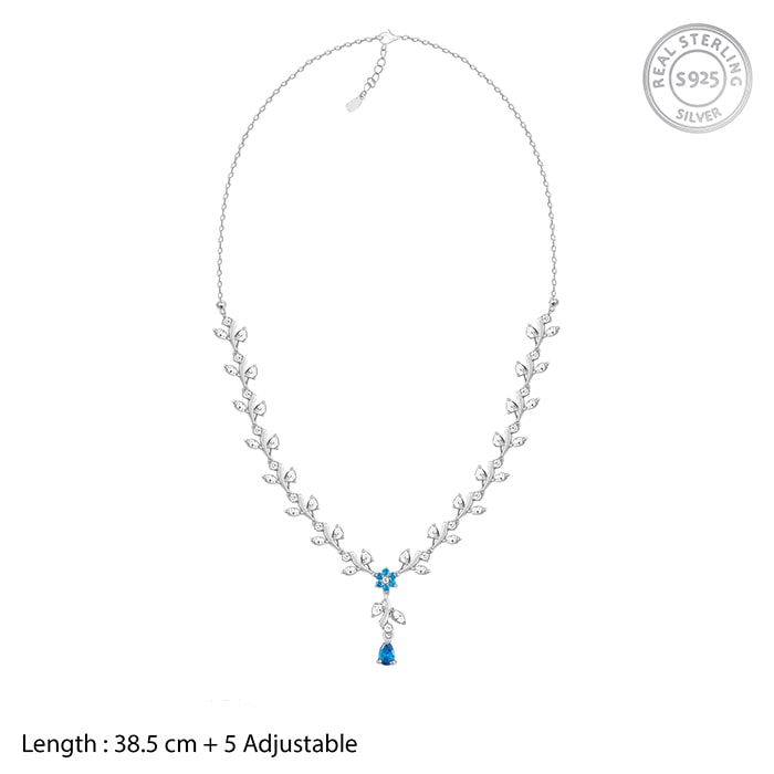 Silver Blue Daisy Necklace