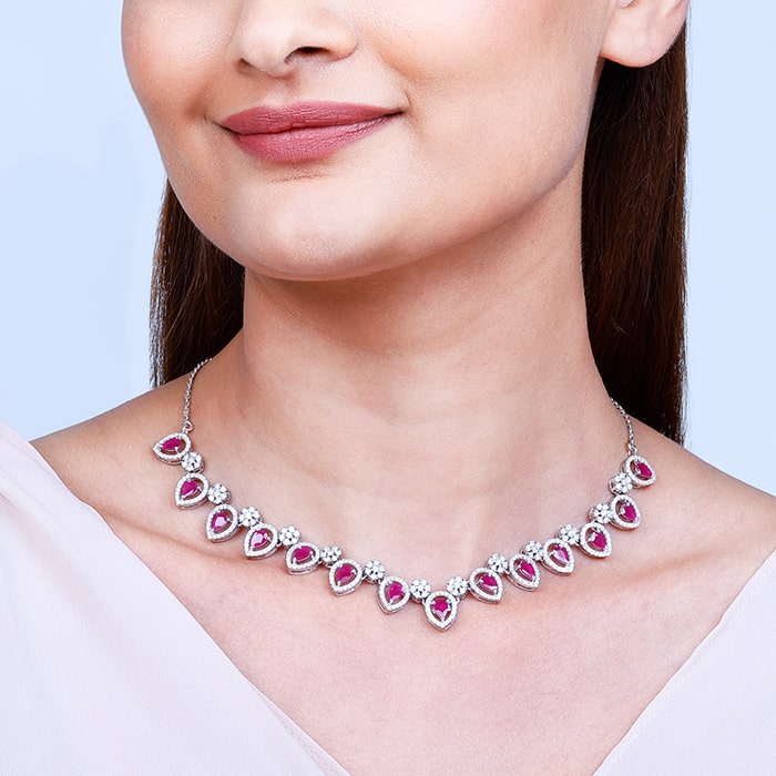 Silver Cherry Prunus Necklace