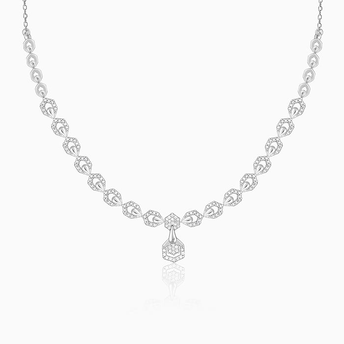 Silver Glittering Hexagon Necklace
