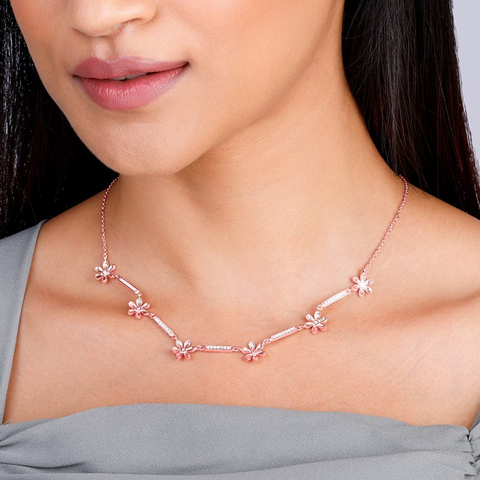Rose Gold Flowery Bliss Necklace