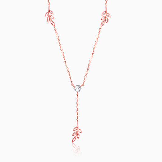 Rose Gold Leaf Lariat Necklace