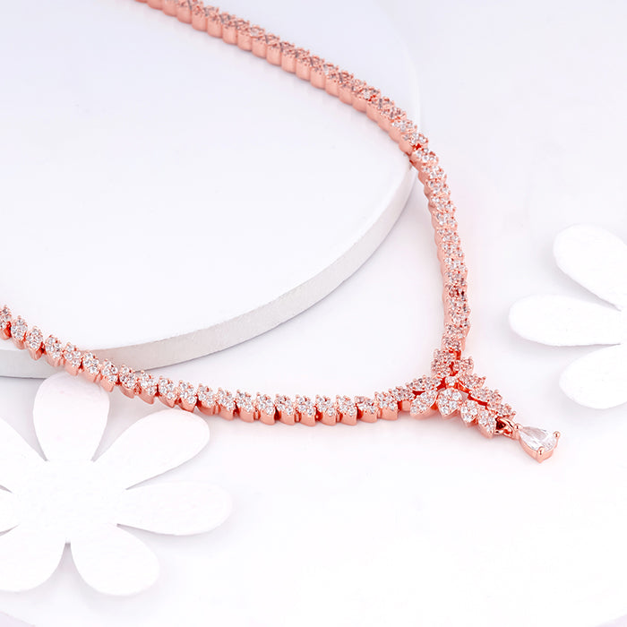 Rose Gold Bridal Floral Necklace