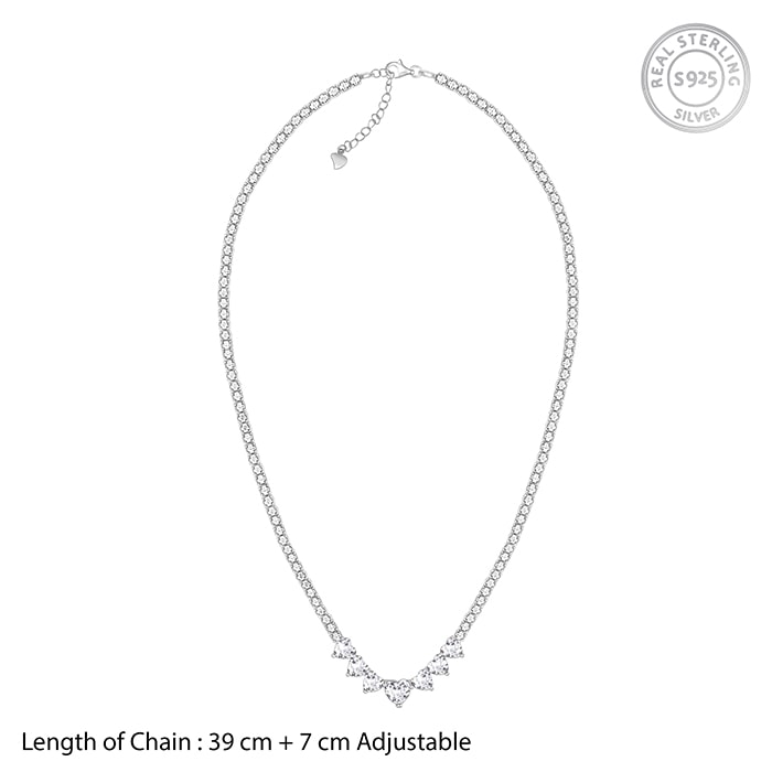 Silver Zirconia Heart Necklace