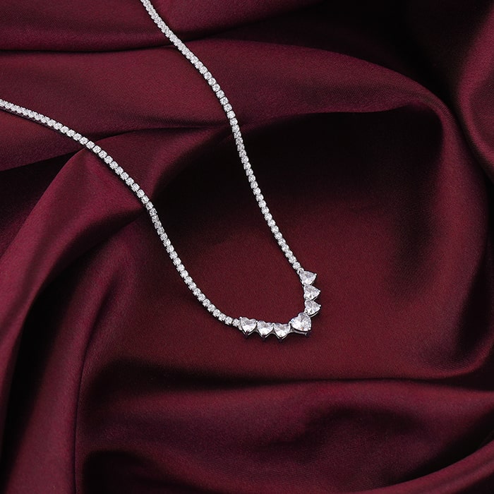 Silver Zirconia Heart Necklace