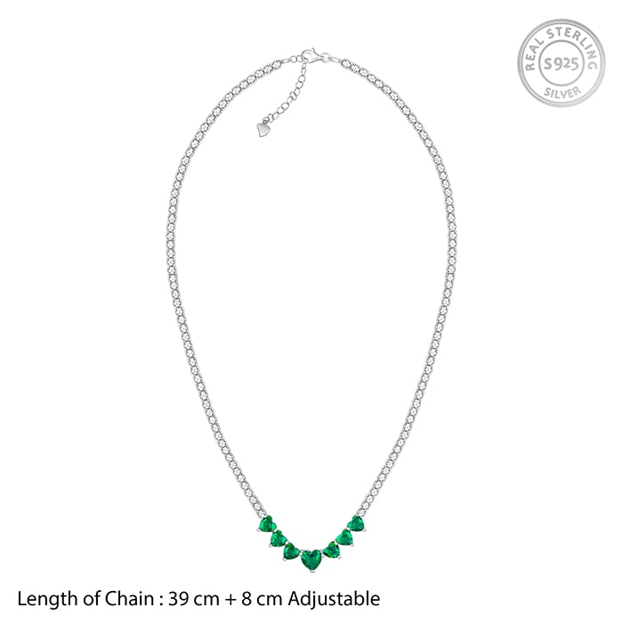 Silver Green Heart Necklace