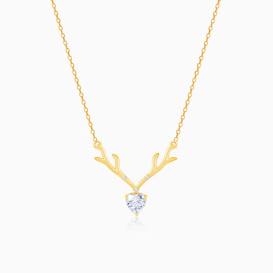 Golden Deer Heart Necklace