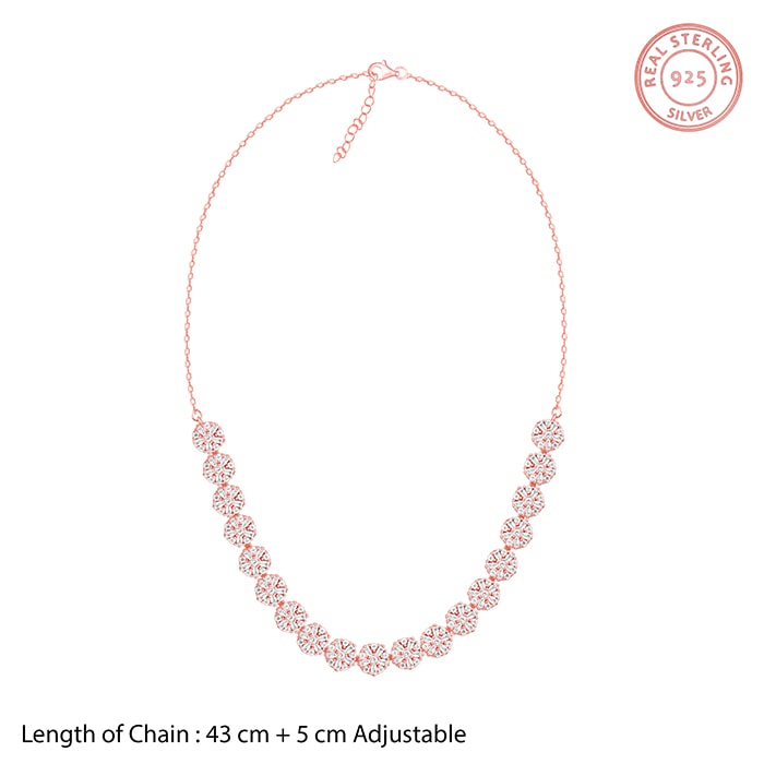 Rose Gold Studded Flower Necklace