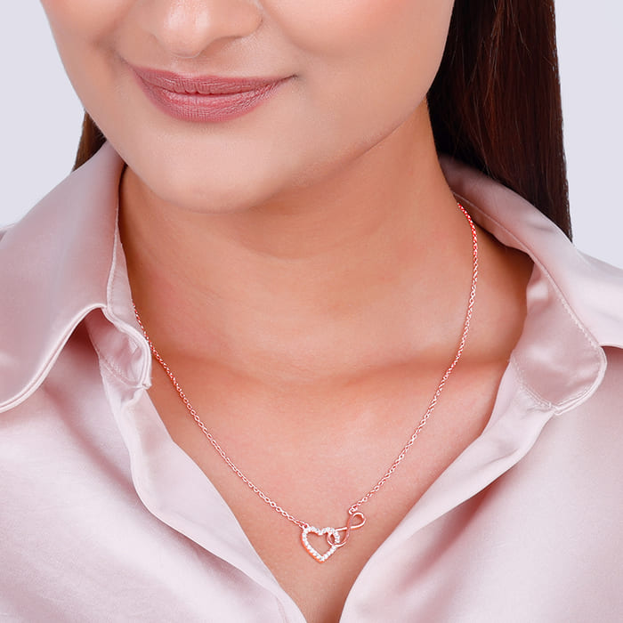 Rose Gold Sparkling Infinity Necklace