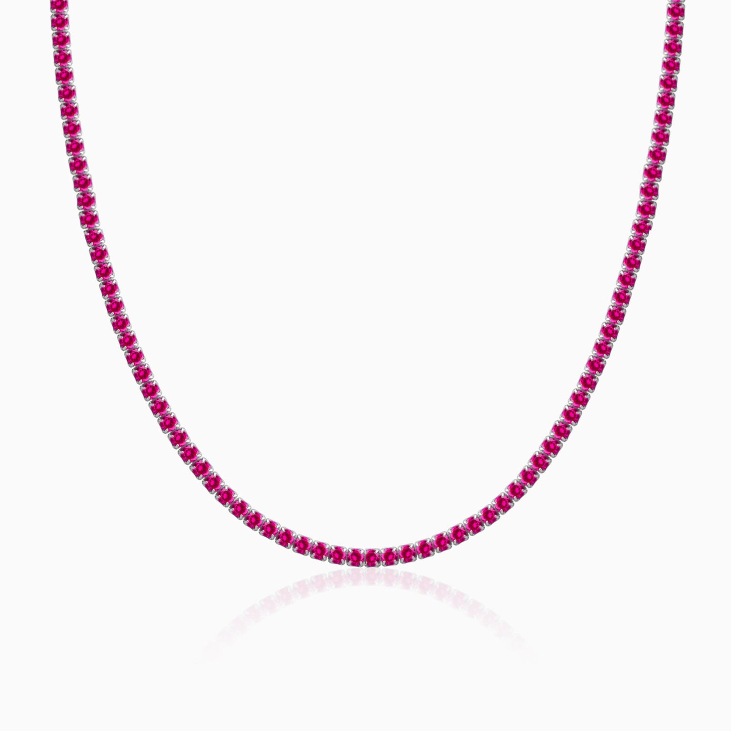 Silver Pink Whisper Tennis Necklace