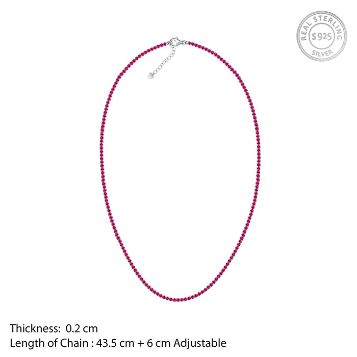 Silver Pink Whisper Tennis Necklace