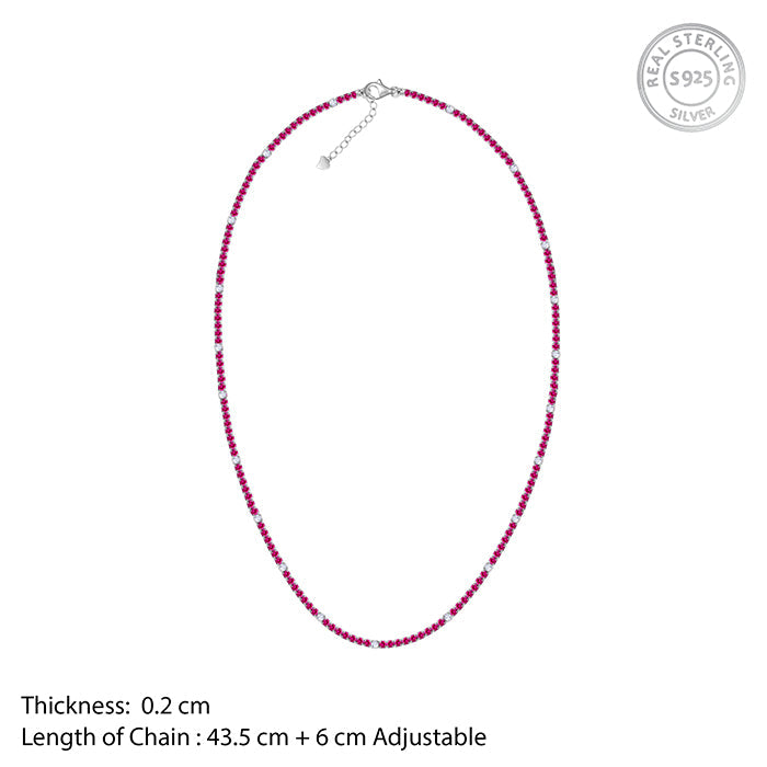 Silver Coral Blush Tennis Necklace