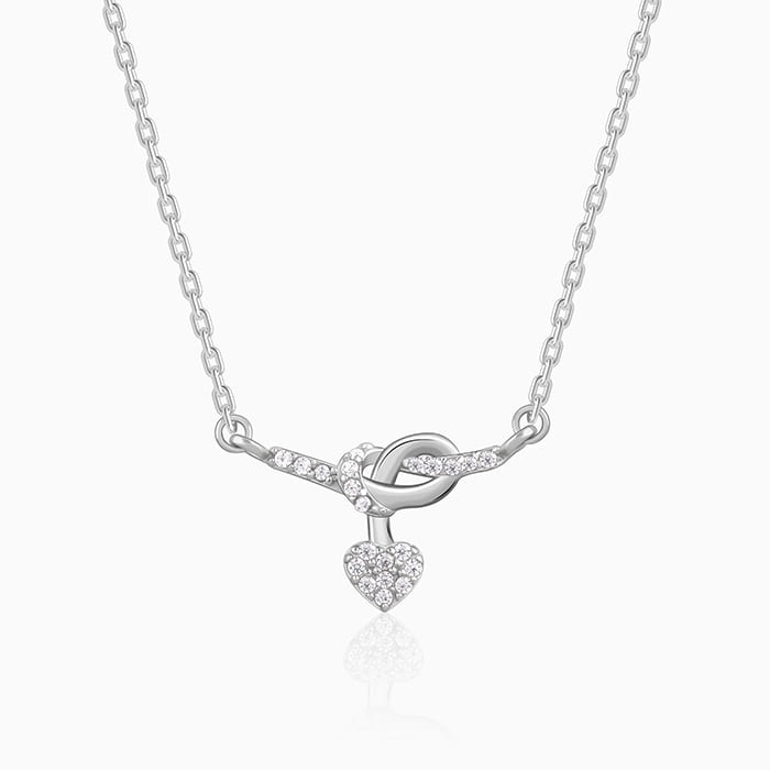 Silver Tied Heart Necklace