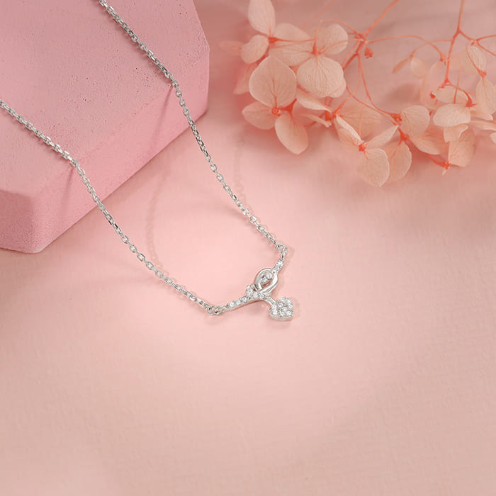 Silver Tied Heart Necklace