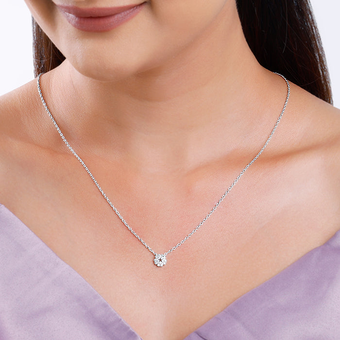Silver Floral Star Necklace