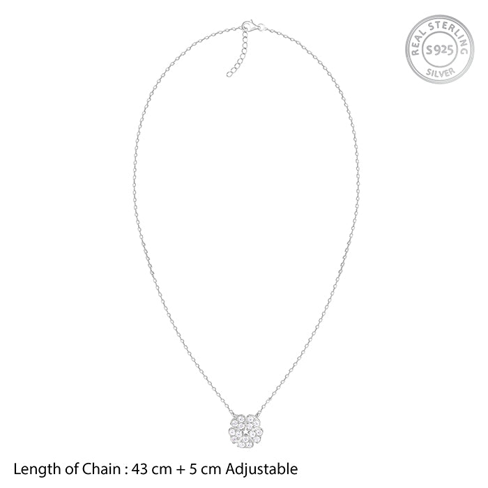 Silver Floral Star Necklace