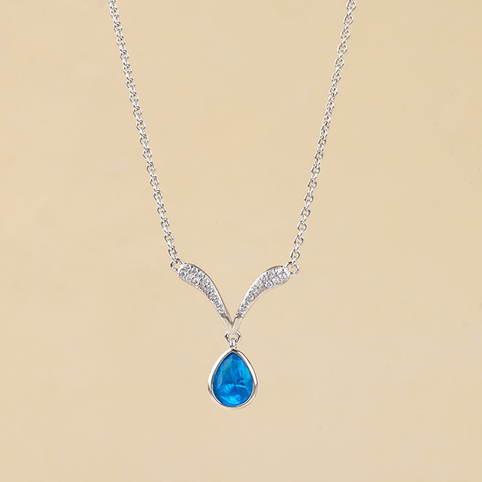 Silver Aqua Blue Necklace
