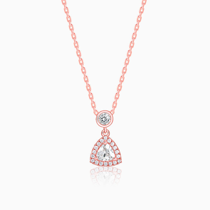 Rose Gold Tirangular Halo Necklace