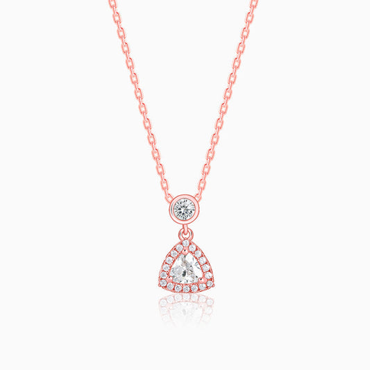 Rose Gold Tirangular Halo Necklace