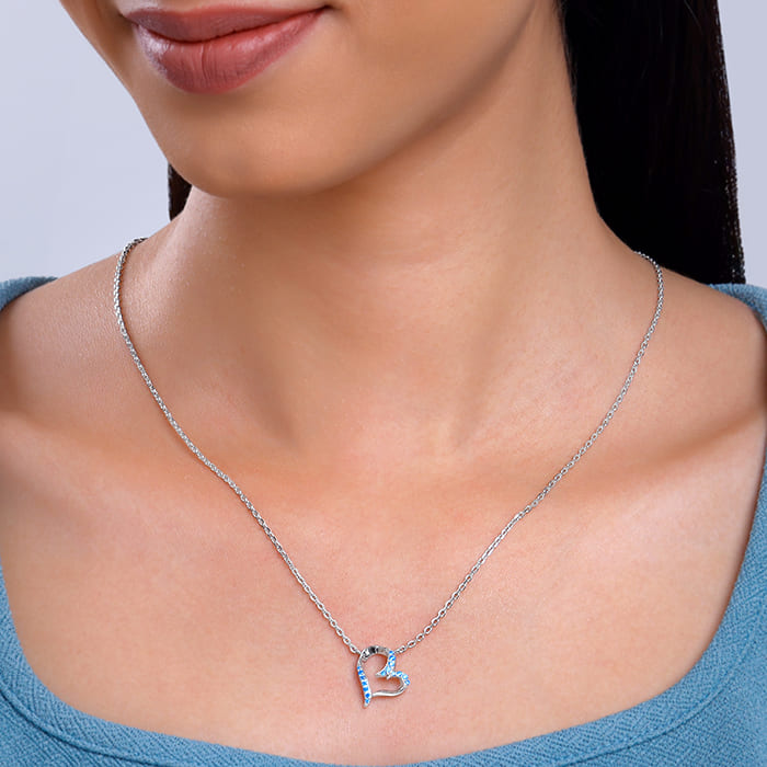 Silver Dewy Heart Necklace