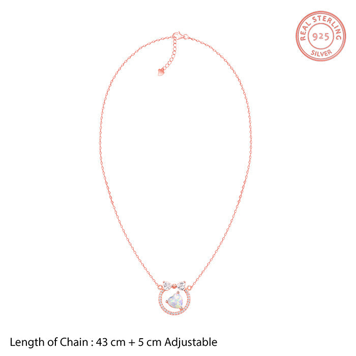 Rose Gold Bow Heart Necklace