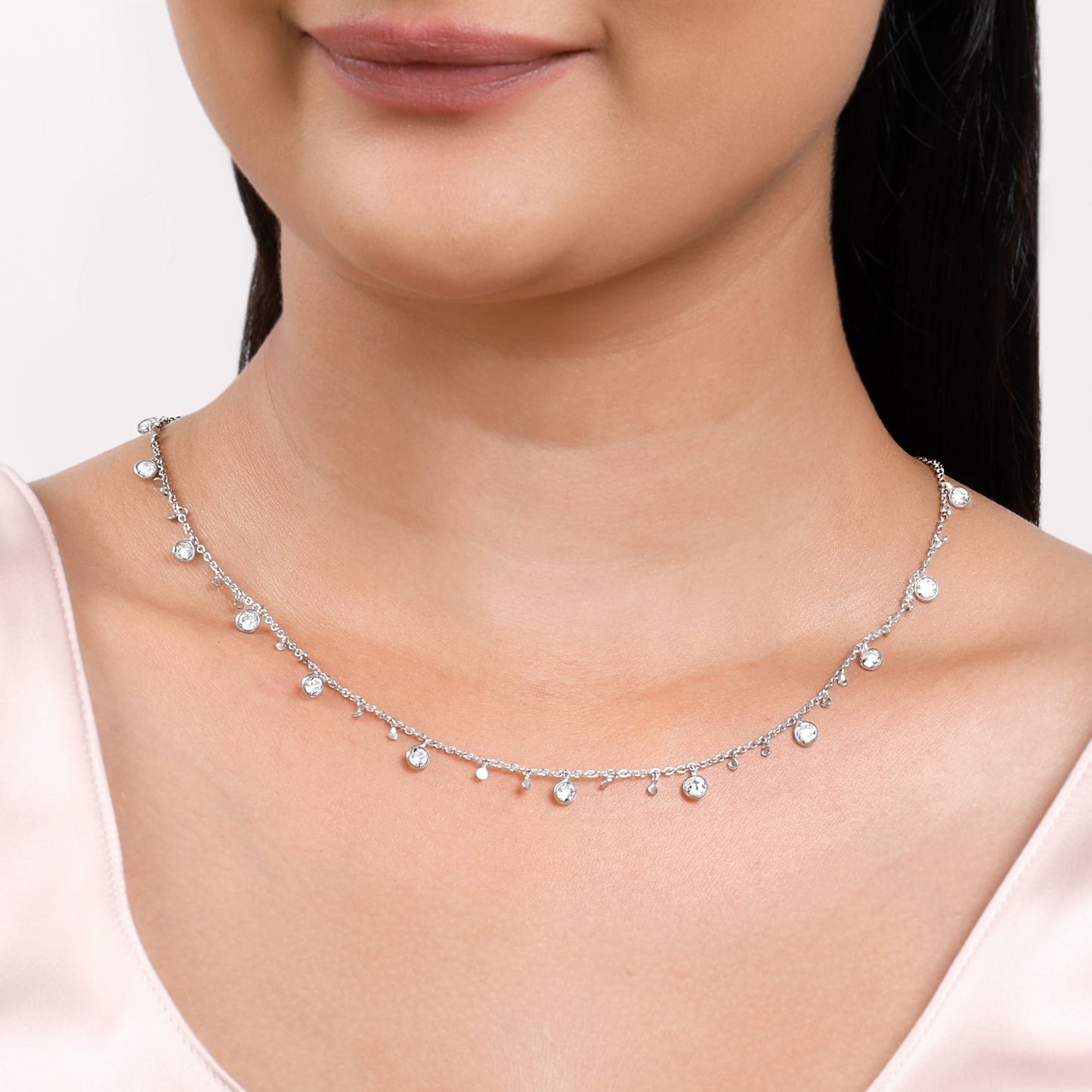 Silver Zirconia Charm Necklace