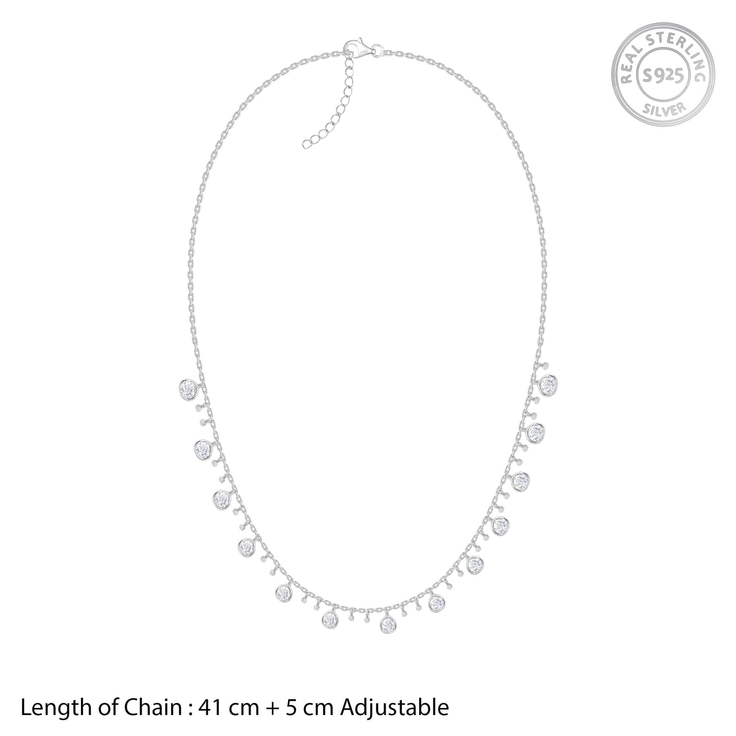 Silver Zirconia Charm Necklace
